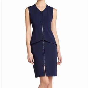 BCBG MAZAZRIA Ellen Peplum Dress in Navy Blue Size 2